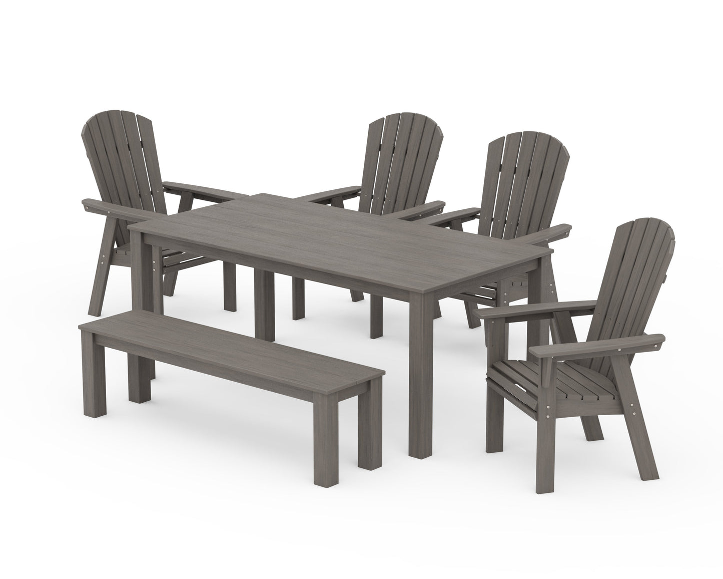 Nautical Curveback Adirondack 6-Piece Parsons Dining Set with Bench