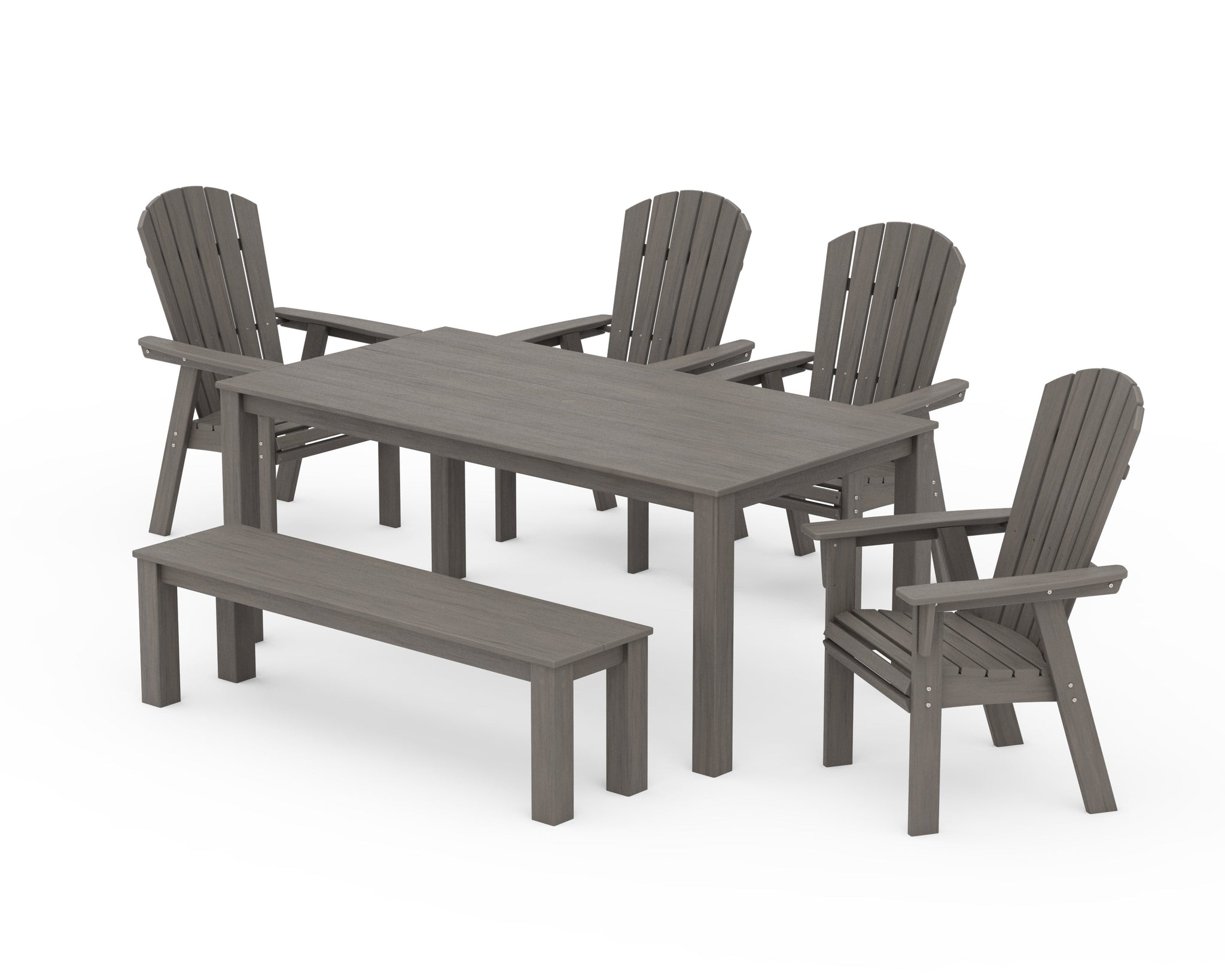 Nautical Curveback Adirondack 6-Piece Parsons Dining Set with Bench
