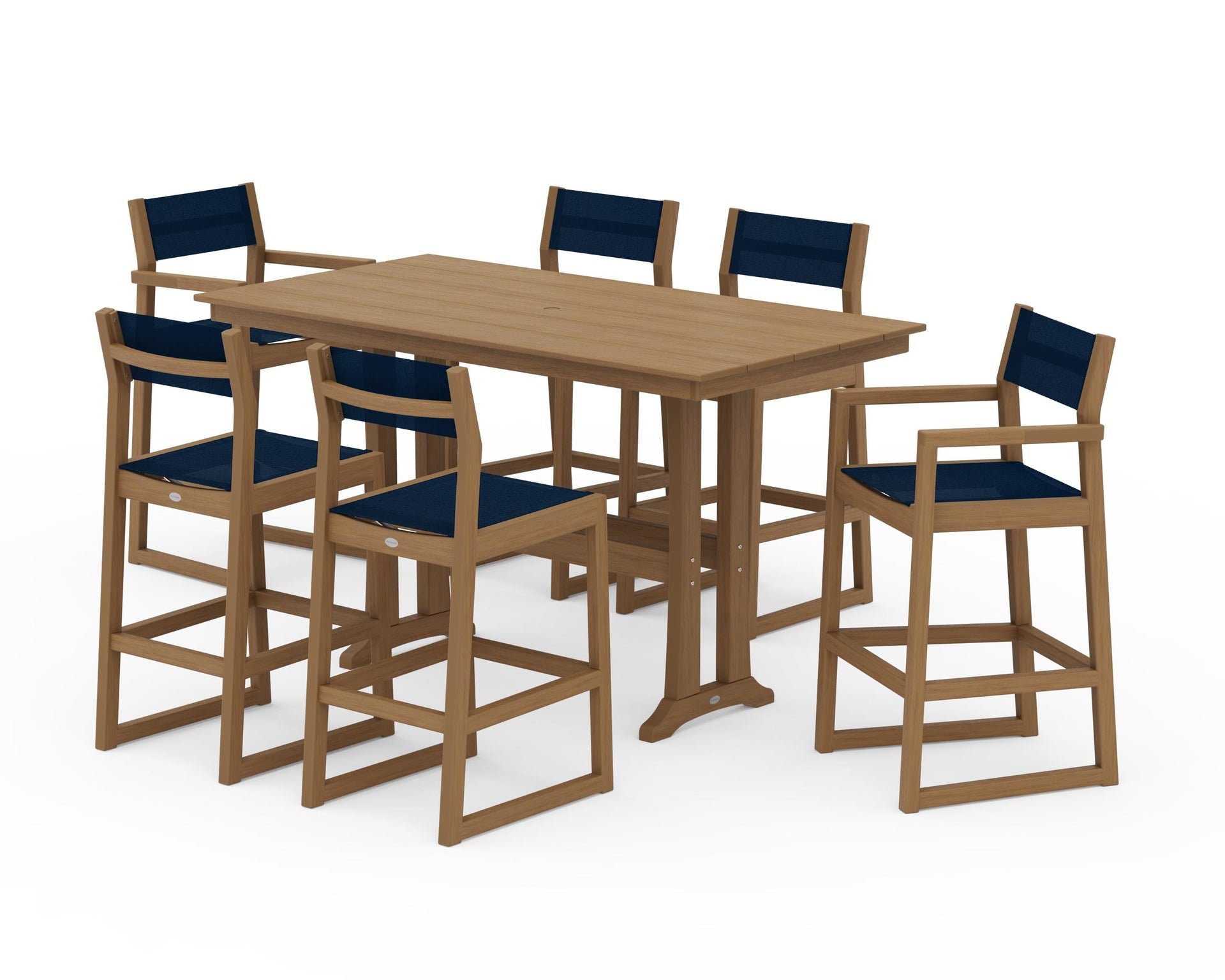 EDGE Sling 7-Piece Farmhouse Bar Set with Trestle Legs