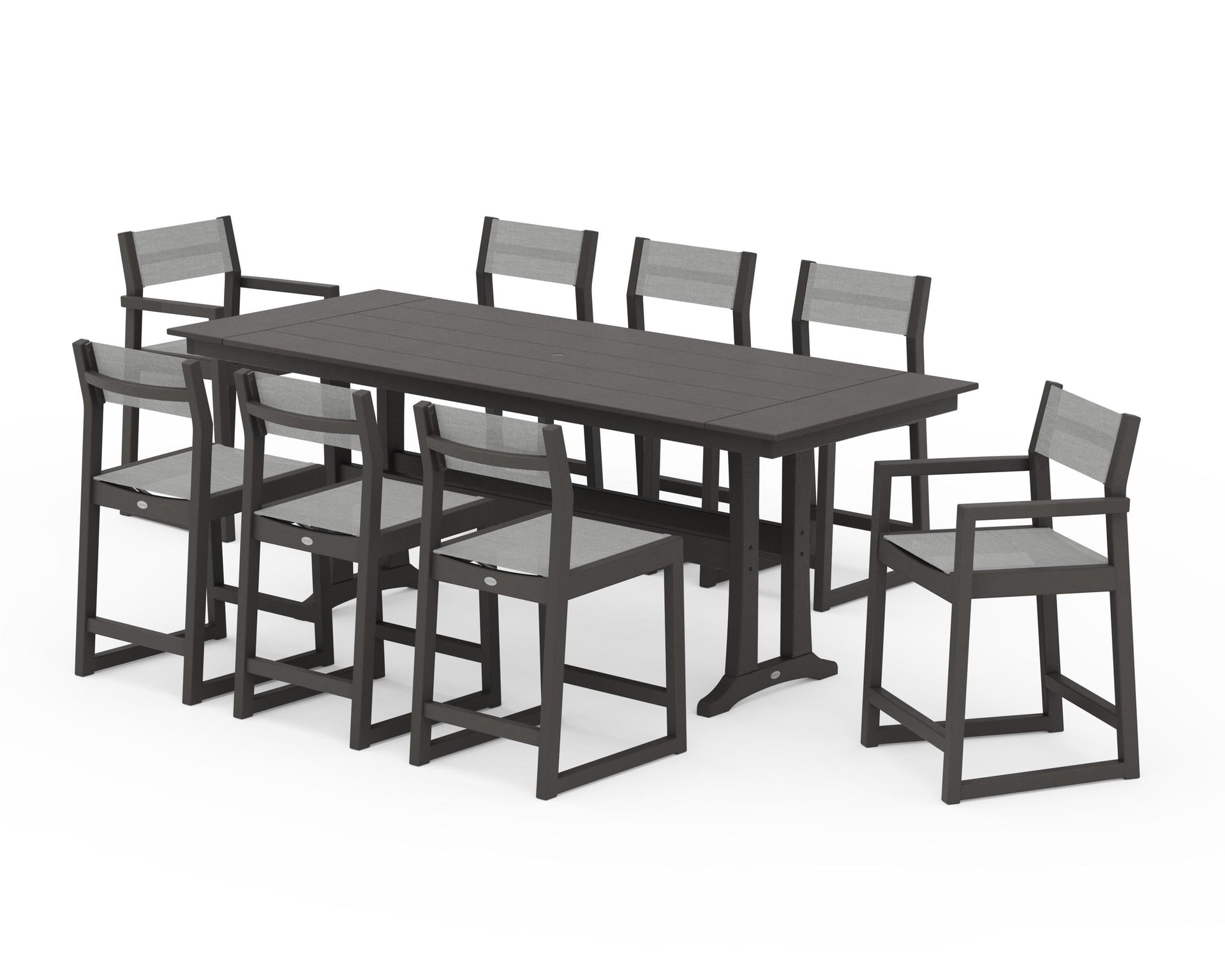 EDGE Sling 9-Piece Farmhouse Counter Set with Trestle Legs