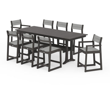 EDGE Sling 9-Piece Farmhouse Counter Set with Trestle Legs