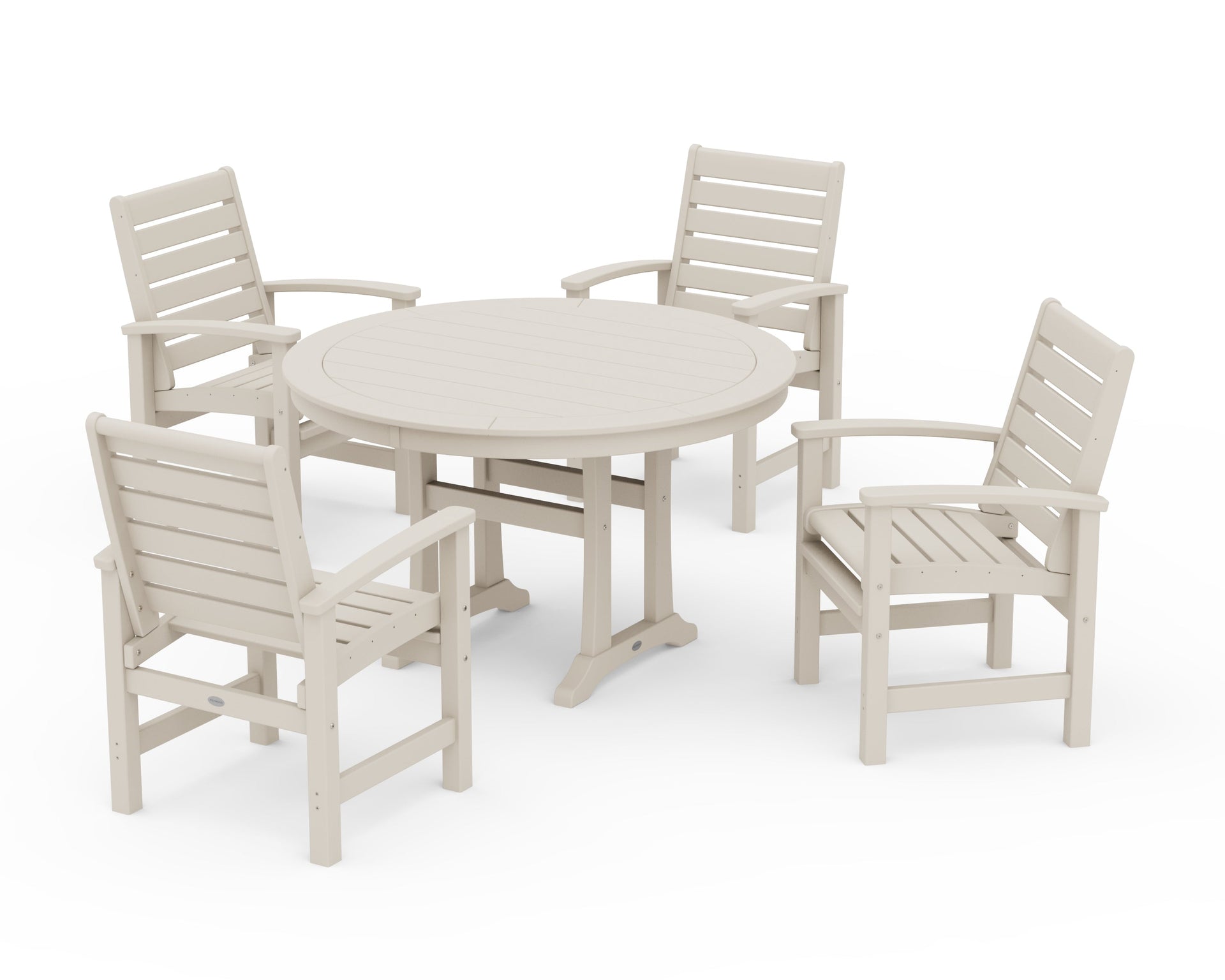 Signature 5-Piece Round Dining Set with Trestle Legs