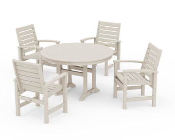 Signature 5-Piece Round Dining Set with Trestle Legs