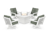 Vineyard 5-Piece Deep Seating Swivel Conversation Set with Fire Pit Table