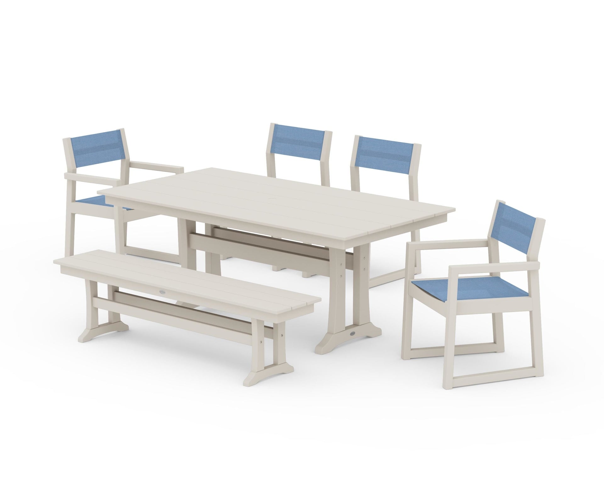 EDGE Sling 6-Piece Farmhouse Dining Set With Trestle Legs