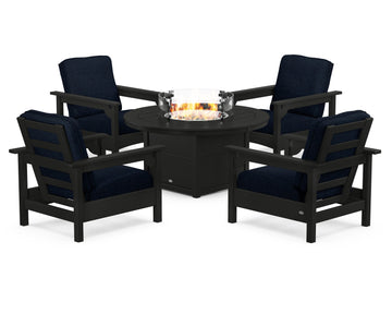 Club 5-Piece Conversation Set with Fire Pit Table