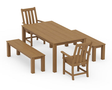 Vineyard 5-Piece Parsons Dining Set with Benches