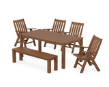 Vineyard Folding Chair 6-Piece Parsons Dining Set with Bench
