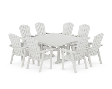 Nautical Curveback Adirondack 9-Piece Square Dining Set with Trestle Legs