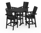 Modern Curveback Adirondack 5-Piece Nautical Trestle Bar Set