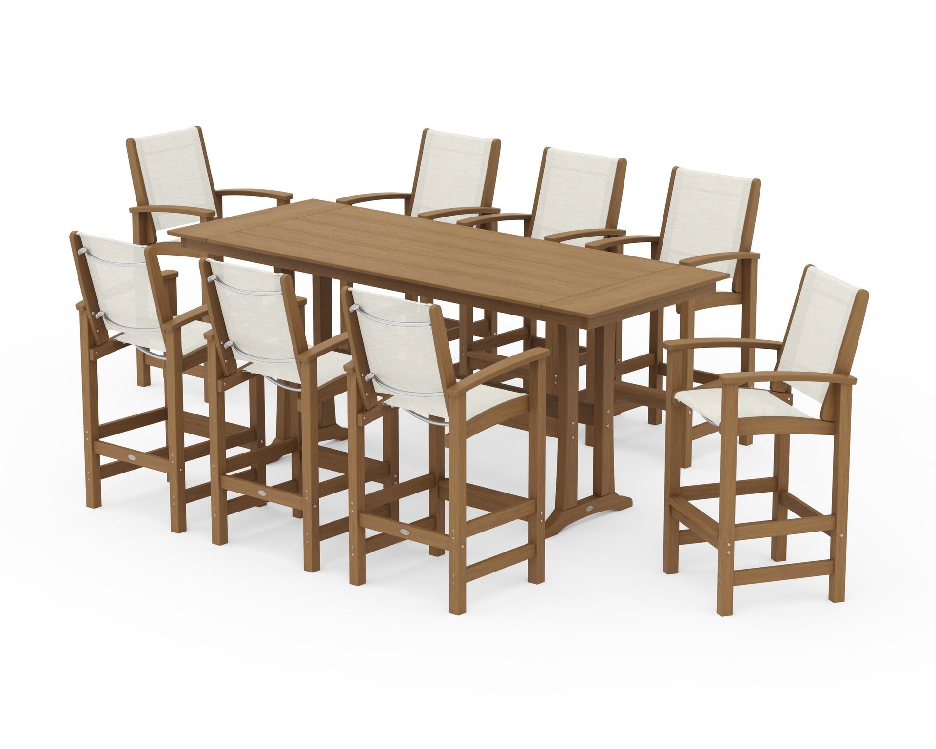 Coastal 9-Piece Farmhouse Bar Set with Trestle Legs