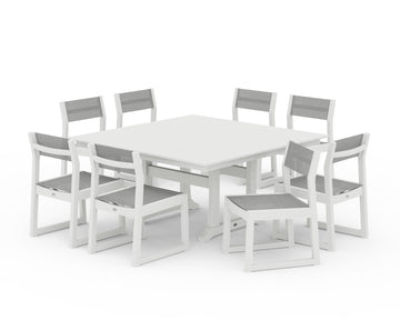 EDGE Sling Side Chair 9-Piece Farmhouse Trestle Dining Set