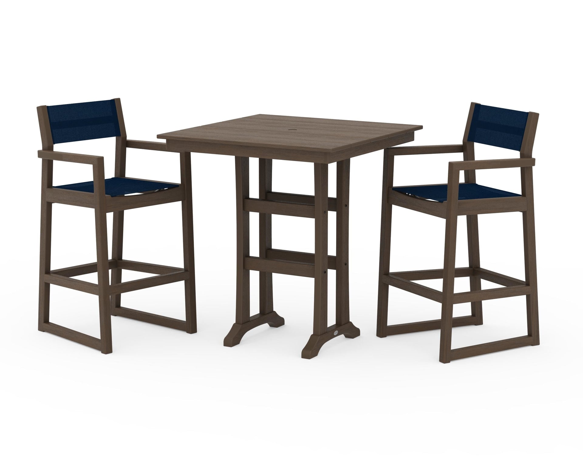 EDGE Sling Arm Chair 3-Piece Farmhouse Bar Set with Trestle Legs