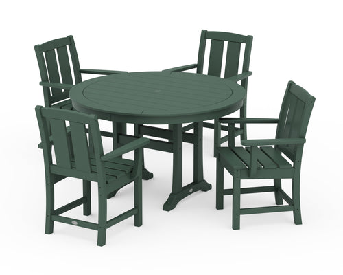 Mission 5-Piece Round Dining Set with Trestle Legs