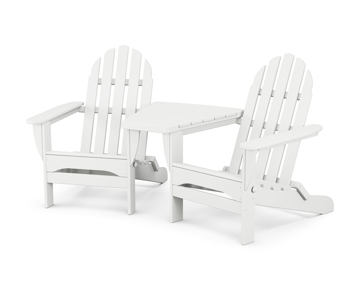 Classic Folding Adirondacks with Angled Connecting Table