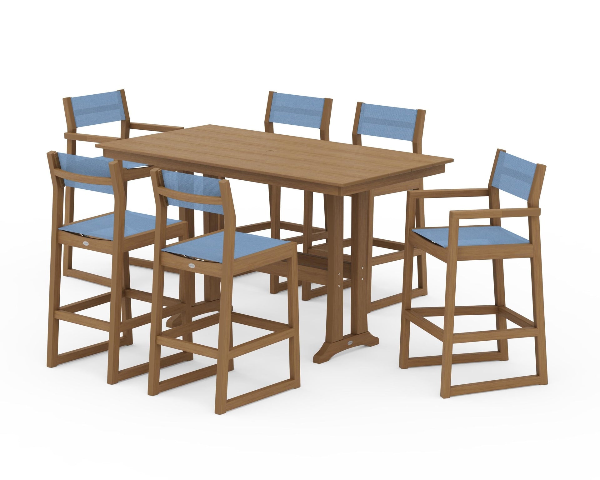 EDGE Sling 7-Piece Farmhouse Bar Set with Trestle Legs