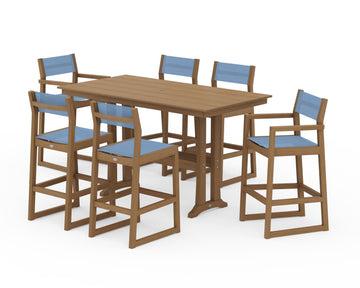 EDGE Sling 7-Piece Farmhouse Bar Set with Trestle Legs