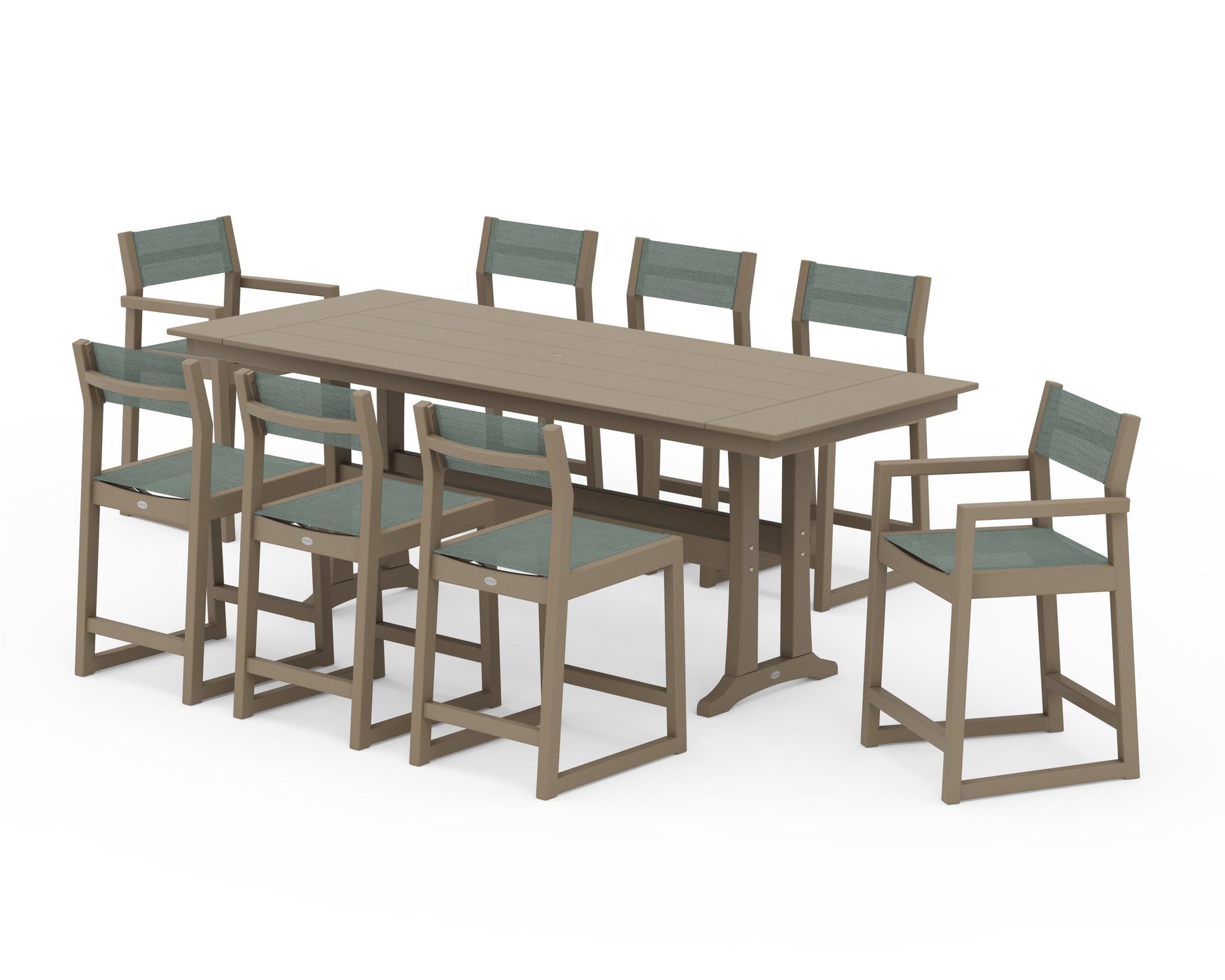 EDGE Sling 9-Piece Farmhouse Counter Set with Trestle Legs