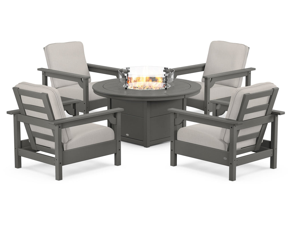 Club 5-Piece Conversation Set with Fire Pit Table