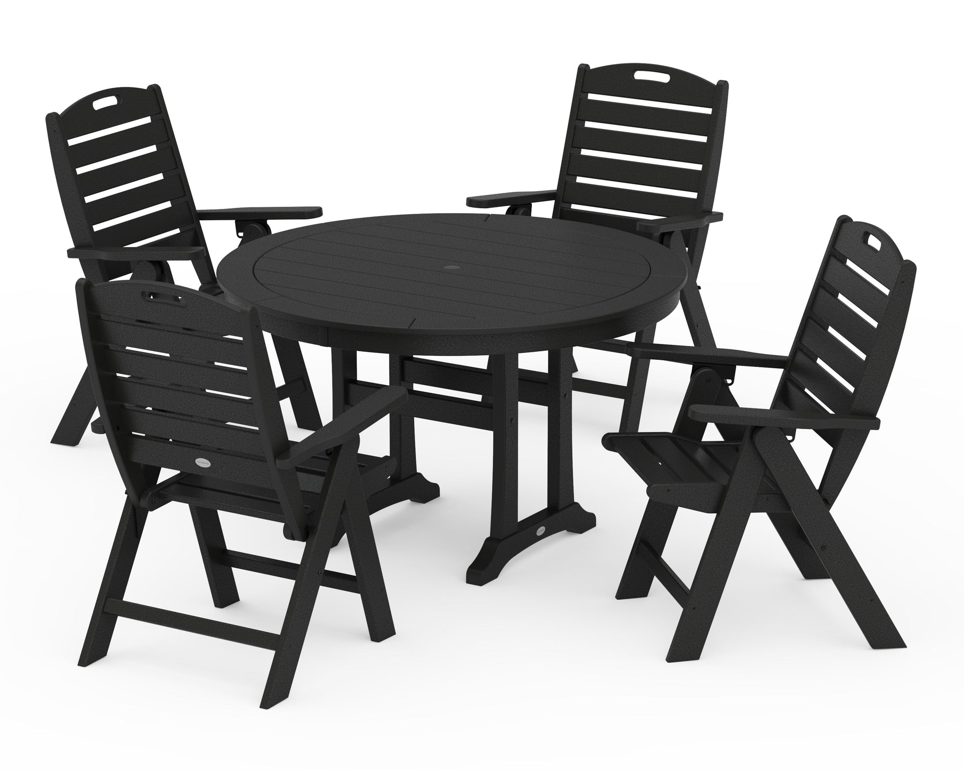 Nautical Highback Chair 5-Piece Round Dining Set with Trestle Legs