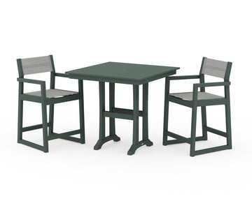 EDGE Sling Arm Chair 3-Piece Farmhouse Counter Set with Trestle Legs