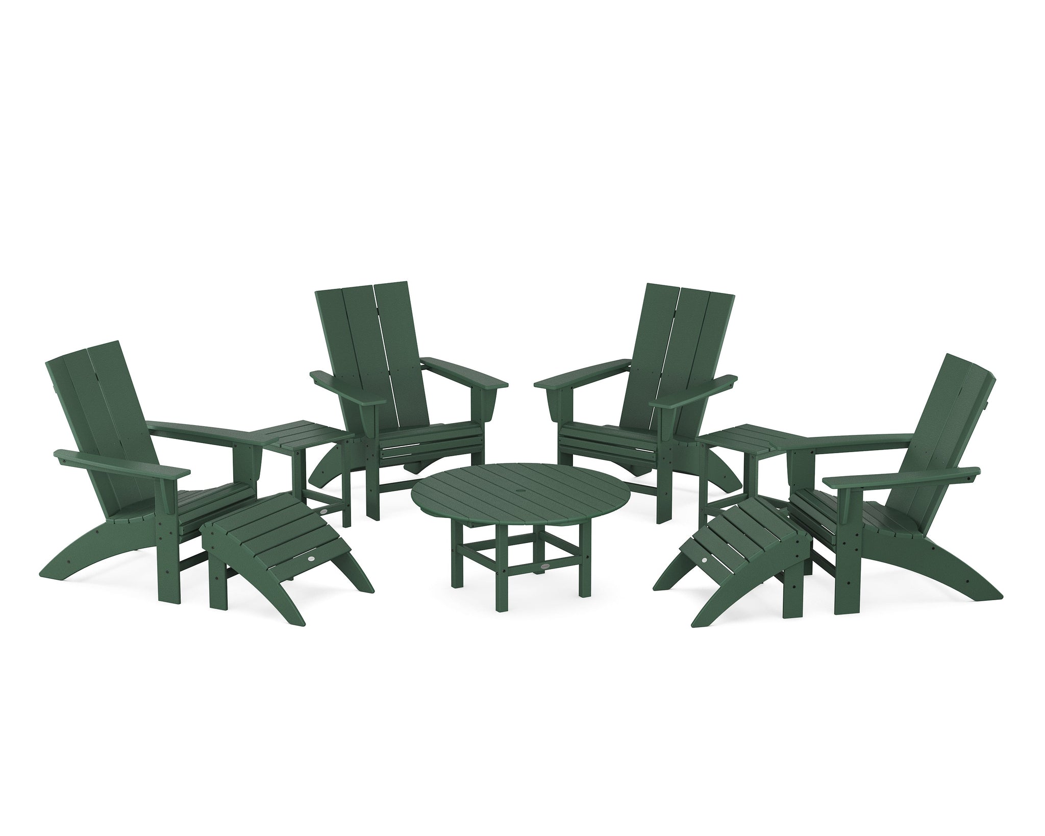 Modern Curveback Adirondack Chair 9-Piece Conversation Set