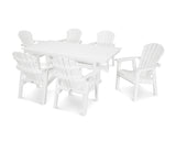 Seashell 7-Piece Farmhouse Dining Set with Trestle Legs