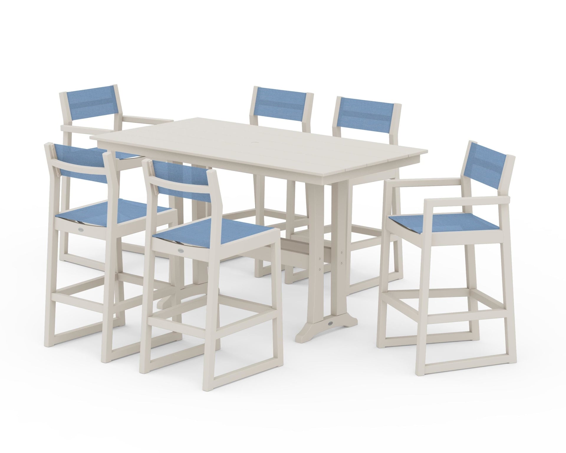 EDGE Sling 7-Piece Farmhouse Bar Set with Trestle Legs
