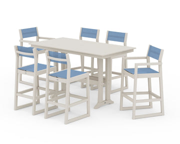 EDGE Sling 7-Piece Farmhouse Bar Set with Trestle Legs
