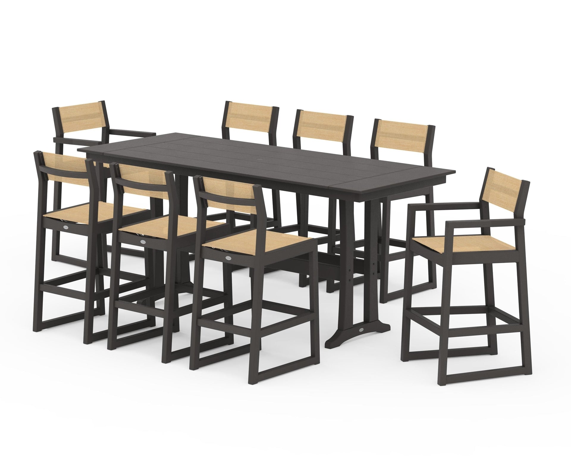 EDGE Sling 9-Piece Farmhouse Bar Set with Trestle Legs