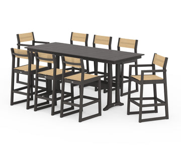 EDGE Sling 9-Piece Farmhouse Bar Set with Trestle Legs