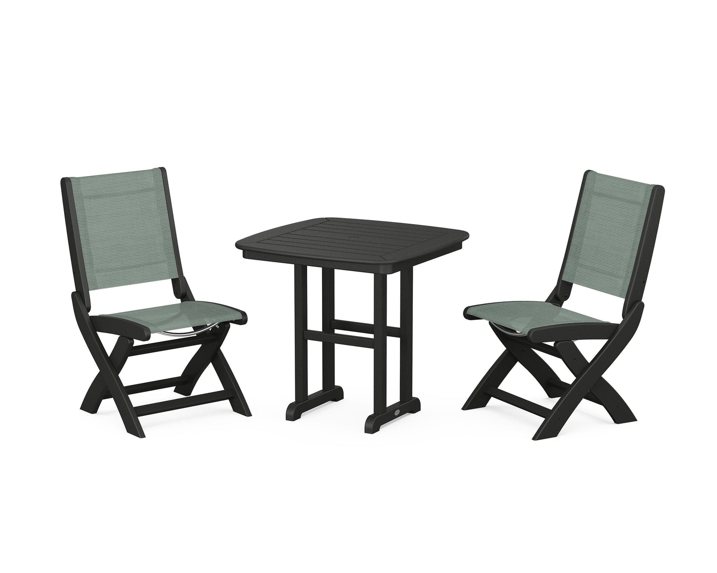 Coastal Folding Side Chair 3-Piece Dining Set