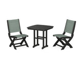 Coastal Folding Side Chair 3-Piece Dining Set