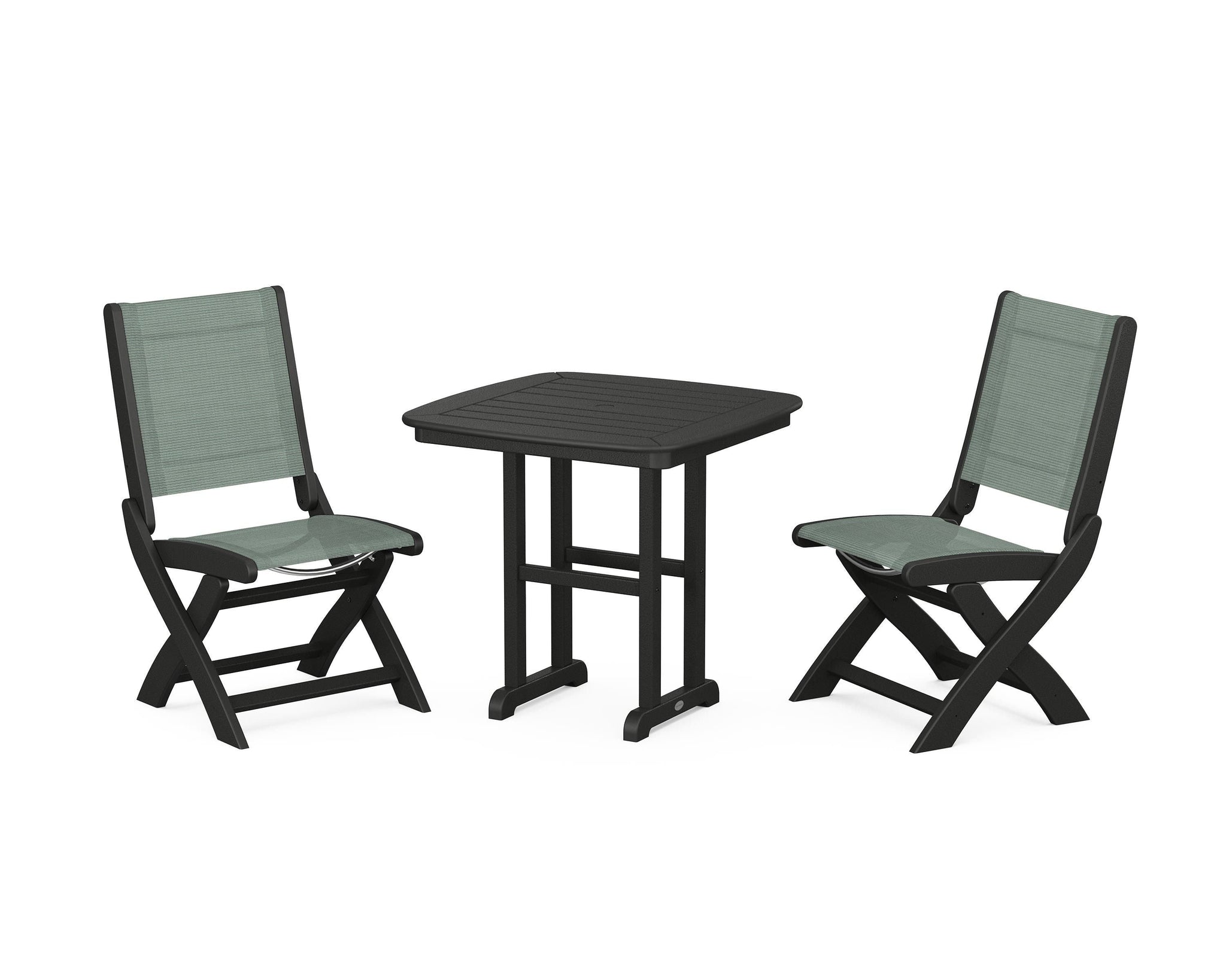 Coastal Folding Side Chair 3-Piece Dining Set