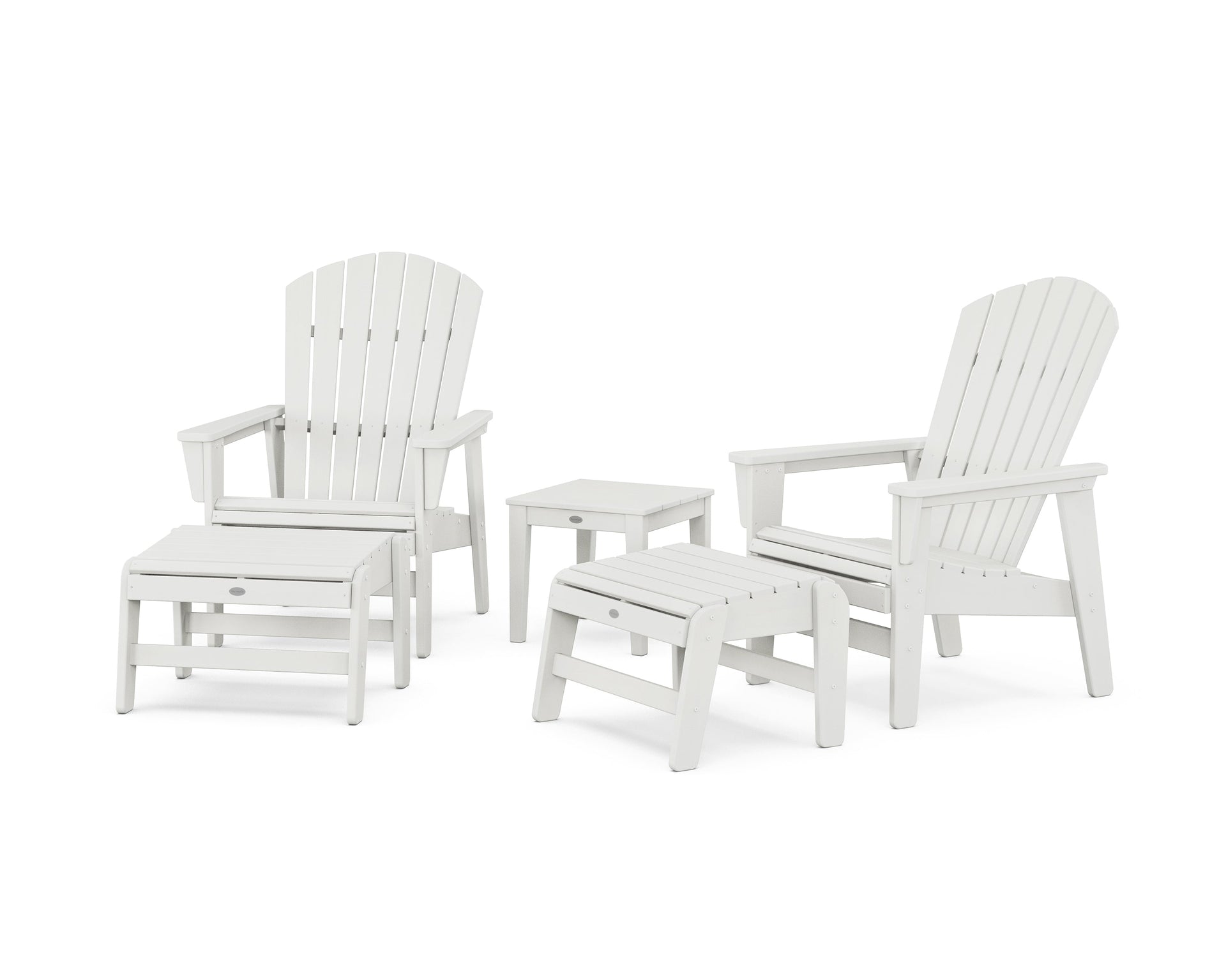 5-Piece Nautical Grand Upright Adirondack Set with Ottomans and Side Table
