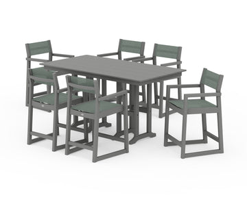 EDGE Sling Arm Chair 7-Piece Farmhouse Counter Set