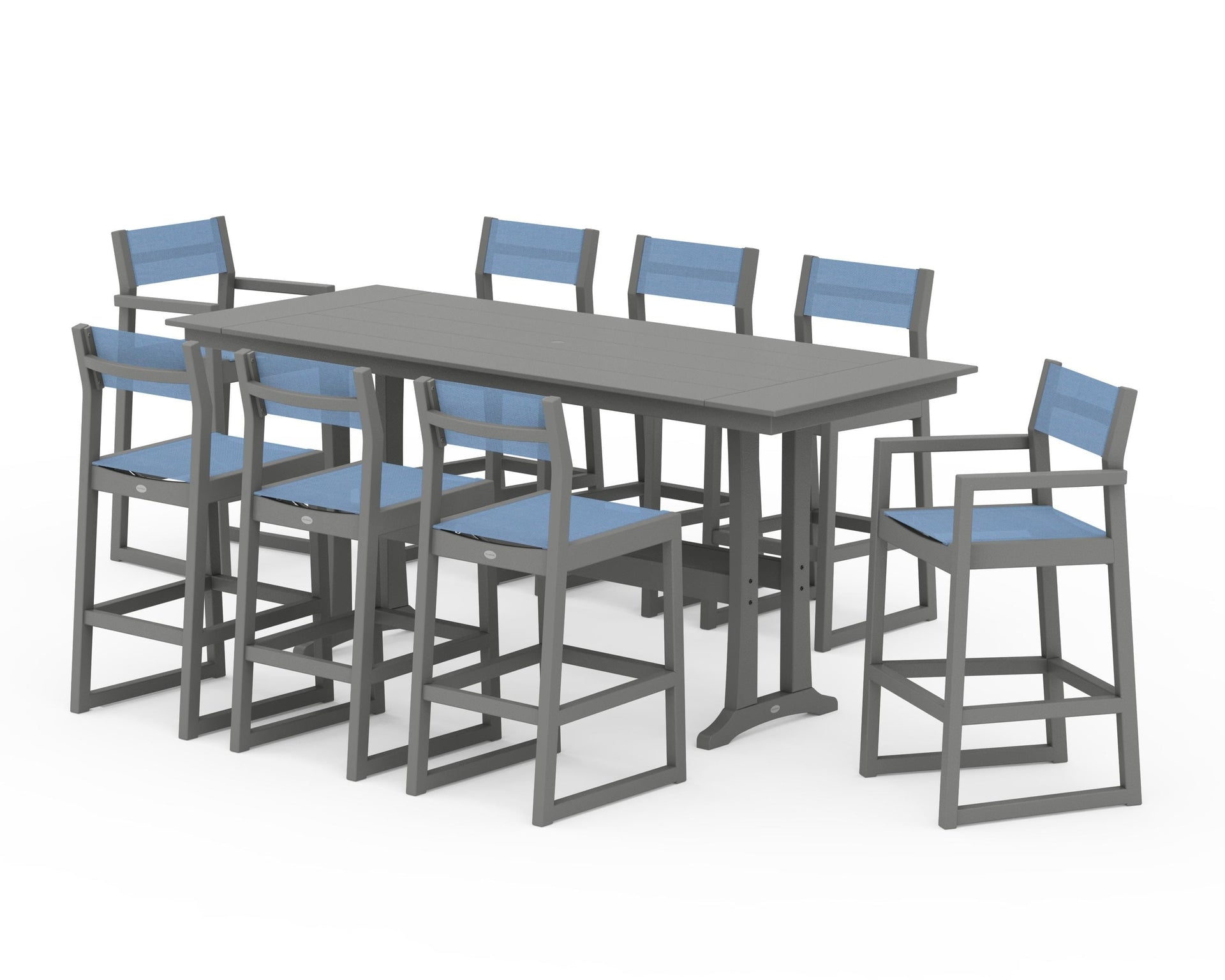 EDGE Sling 9-Piece Farmhouse Bar Set with Trestle Legs
