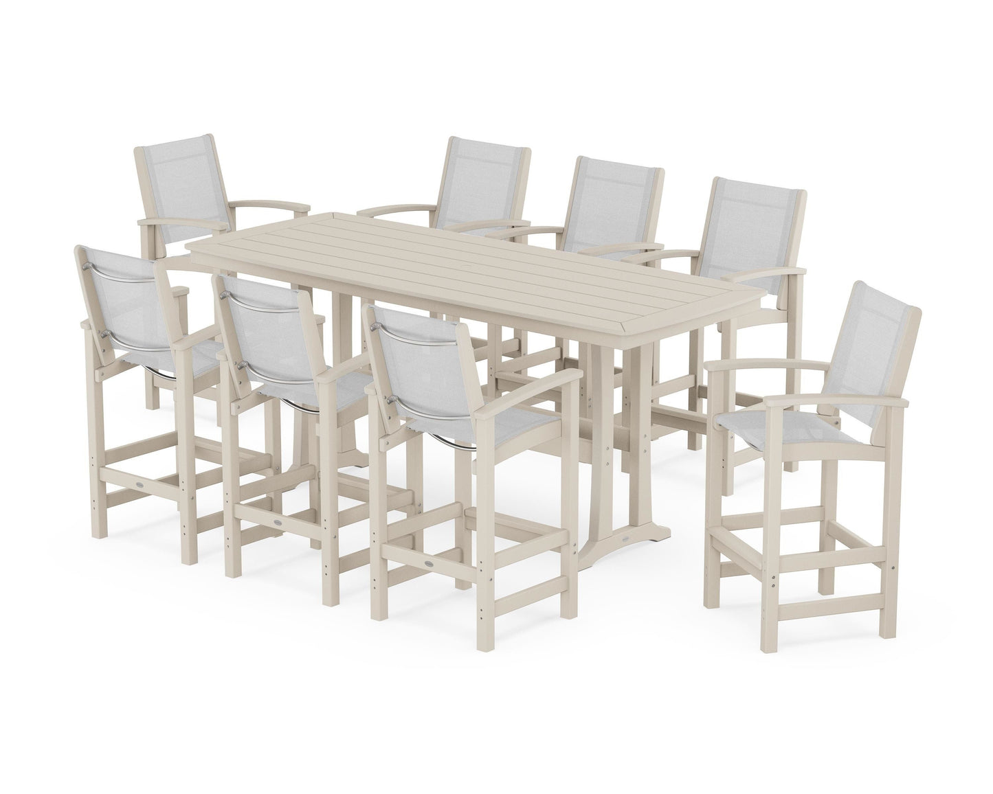 Coastal 9-Piece Bar Set with Trestle Legs