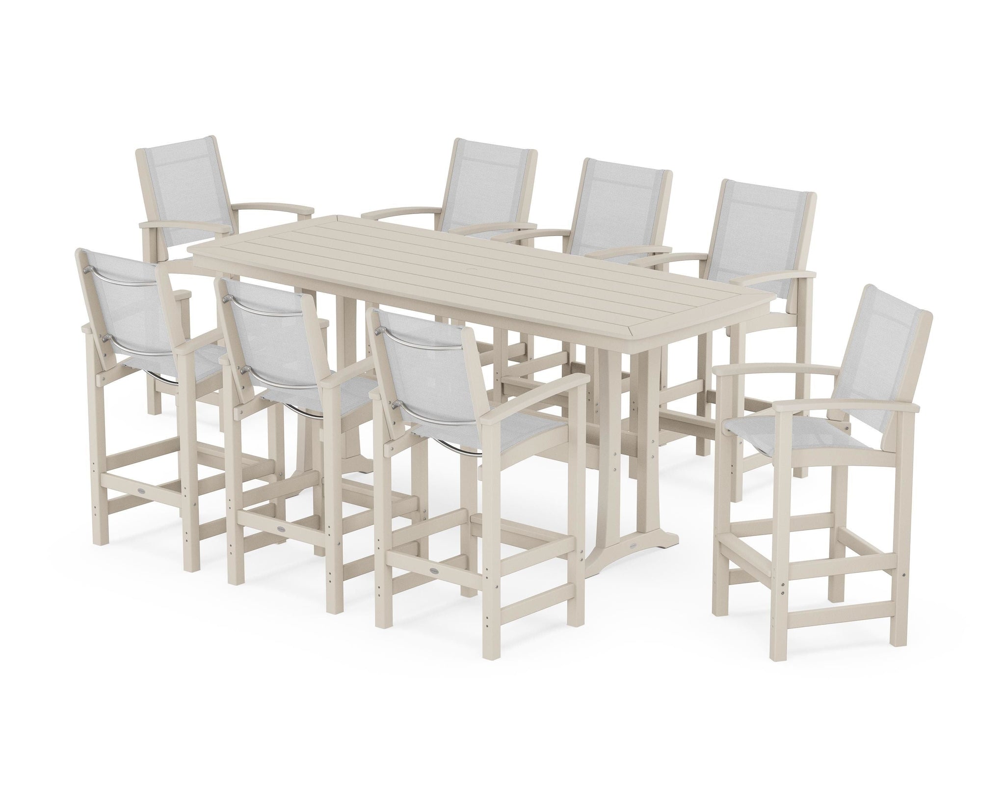 Coastal 9-Piece Bar Set with Trestle Legs