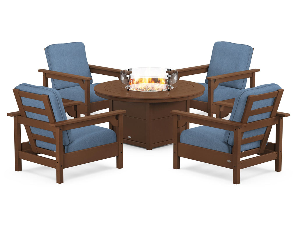 Club 5-Piece Conversation Set with Fire Pit Table