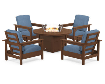 Club 5-Piece Conversation Set with Fire Pit Table