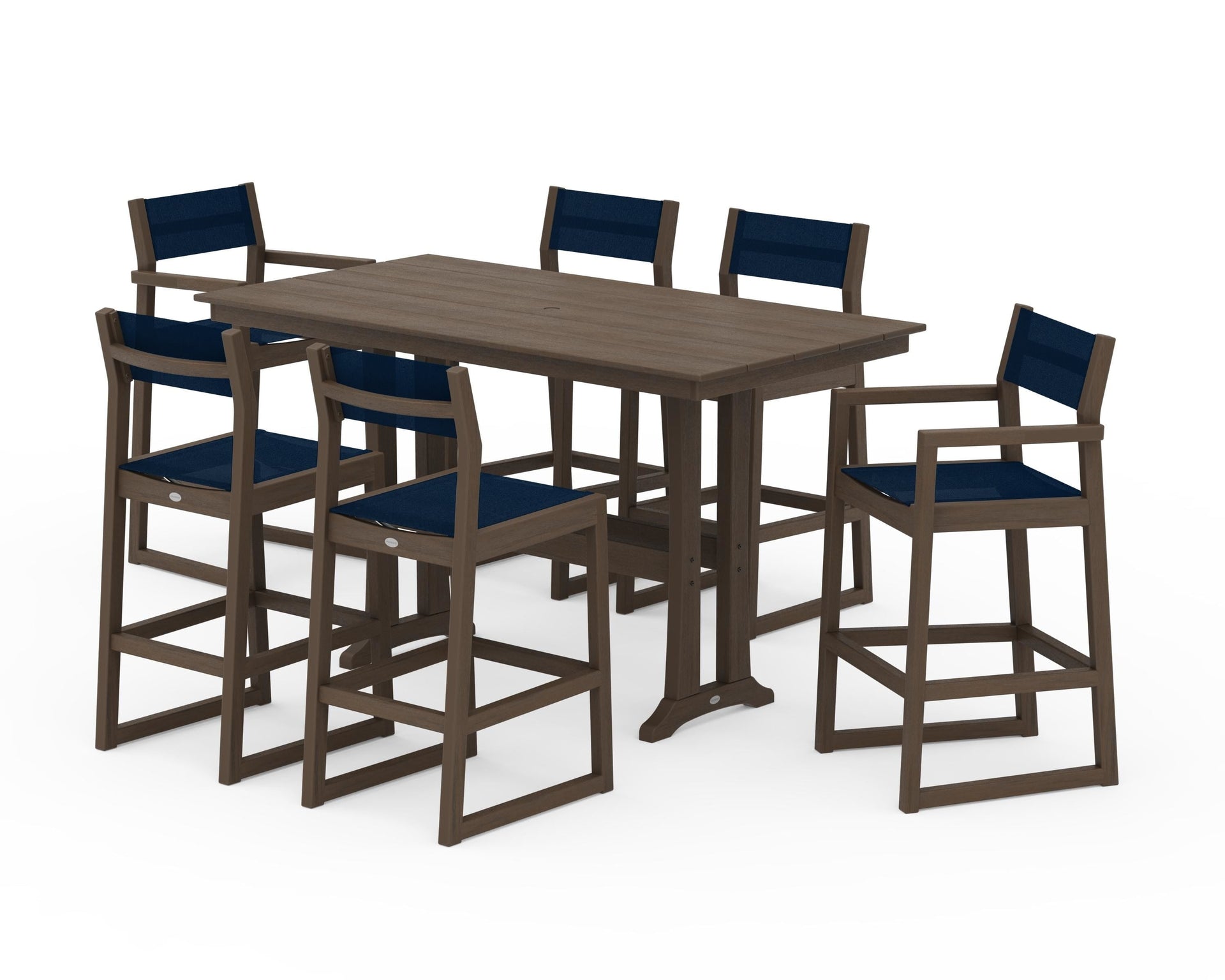 EDGE Sling 7-Piece Farmhouse Bar Set with Trestle Legs