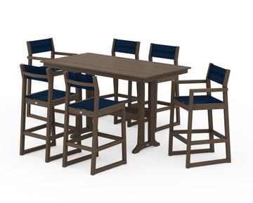 EDGE Sling 7-Piece Farmhouse Bar Set with Trestle Legs