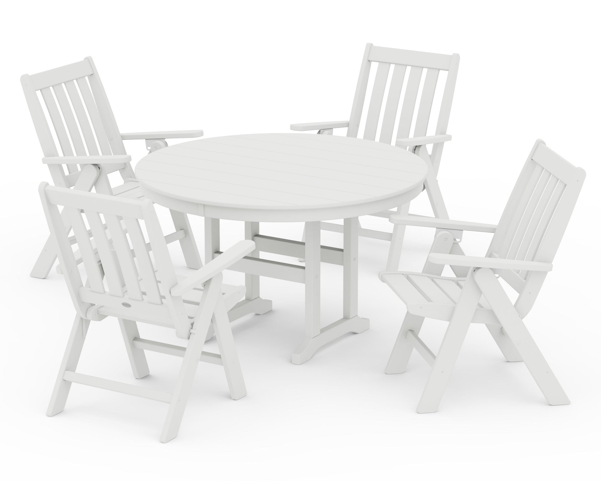 Vineyard Folding Chair 5-Piece Round Farmhouse Dining Set