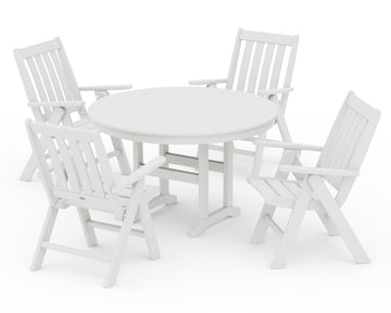 Vineyard Folding Chair 5-Piece Round Farmhouse Dining Set