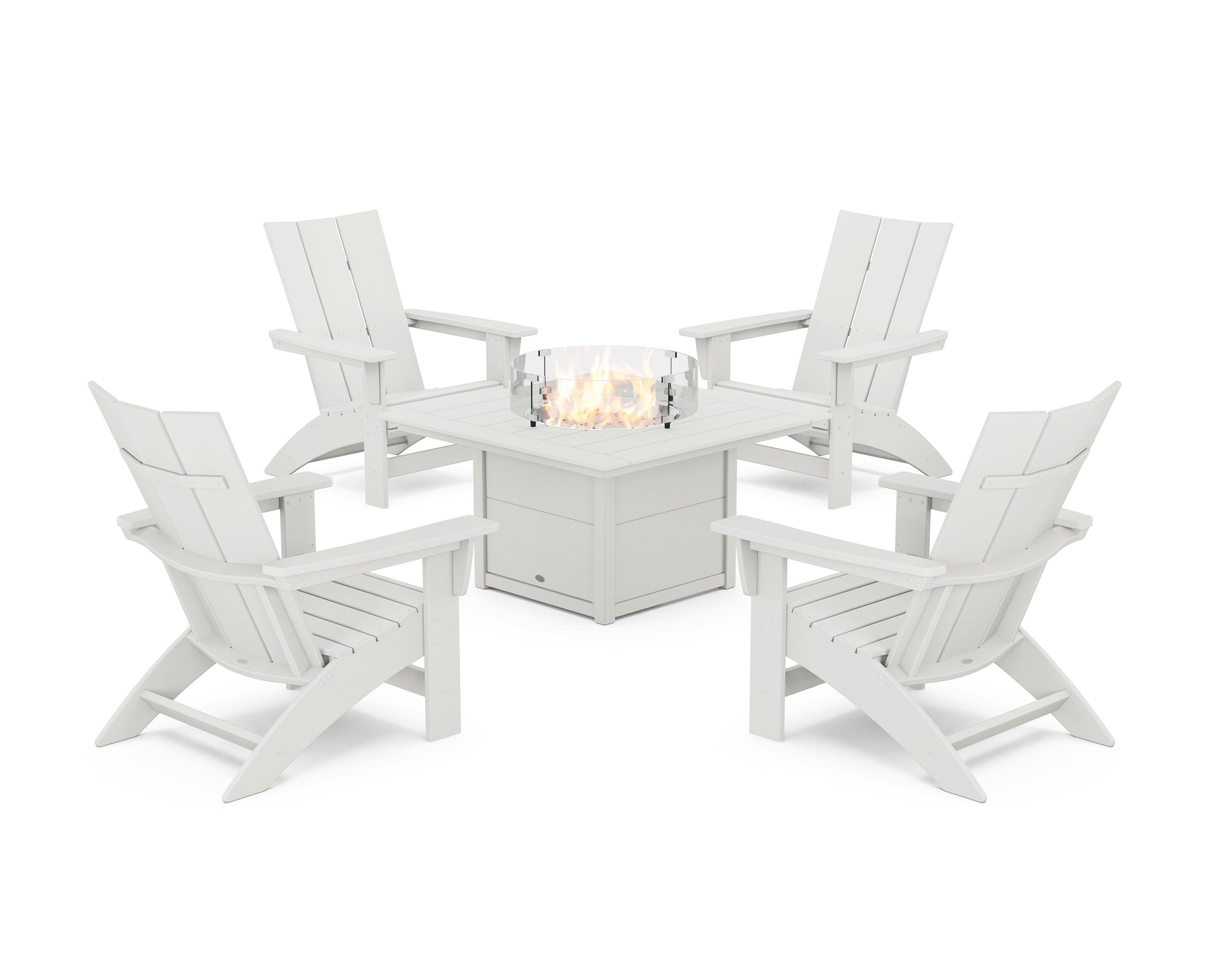 5-Piece Modern Grand Adirondack Conversation Set with Fire Pit Table