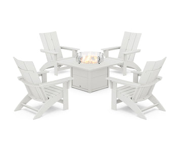 5-Piece Modern Grand Adirondack Conversation Set with Fire Pit Table