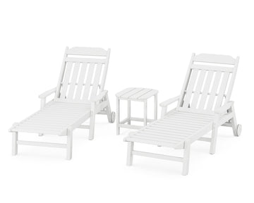 Cottage 3-Piece Chaise Set with Arms and Wheels