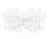Chinoiserie 9-Piece Square Farmhouse Counter Set with Trestle Legs