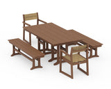 EDGE Sling Arm Chair 5-Piece Farmhouse Dining Set with Benches